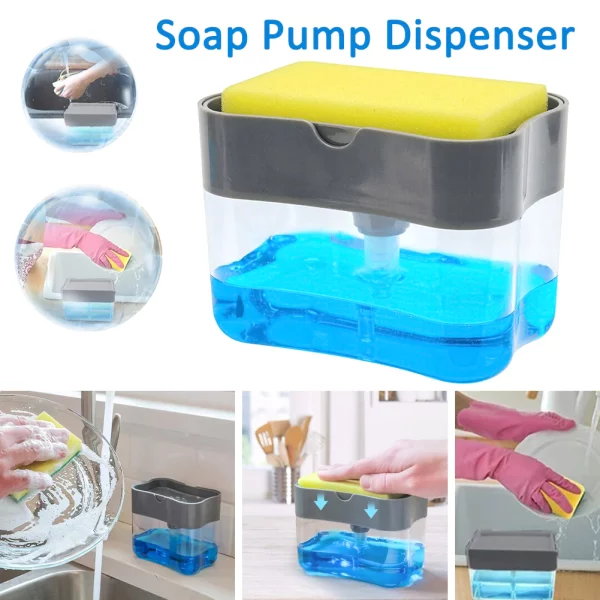 2 in 1 Soap Pump Dispenser - soap dispenser - sponge holder - kitchen soap dispenser