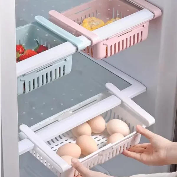 Fridge Storage Basket cabinet basket foldable storage rack collapsible storage basket adjustable expandable basket space saver food organizer