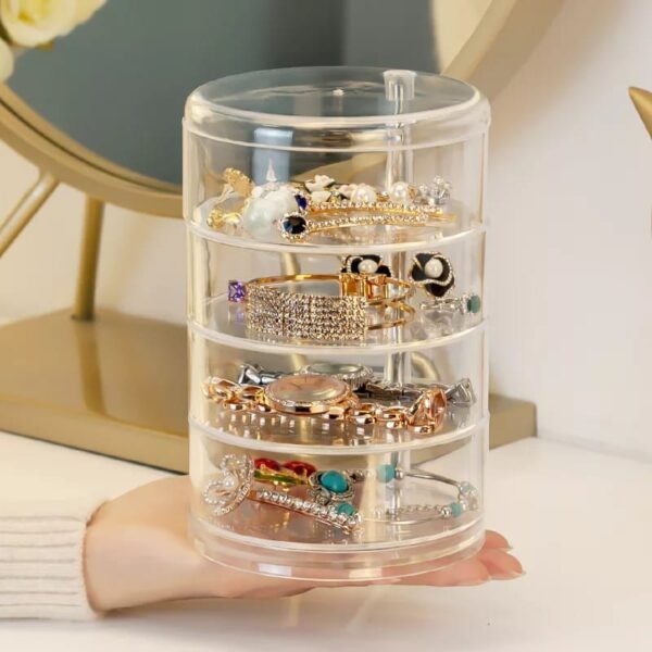 360 Degree Acrylic Rotating Jewelry Box Transparent Jewellery Box