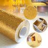 Golden Wallpaper Sheet Aluminum Foil Paper Golden Kitchen Oil Proof Contact Paper Waterproof Sticker Kitchen Stove Cabinet