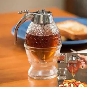 HONEY DISPENSER No Drip Syrup Dispenser Jar Dispenser Kettle Kitchen Accessories Honey Jar unique honey dispenser Acrylic Honey Dispenser With Stand