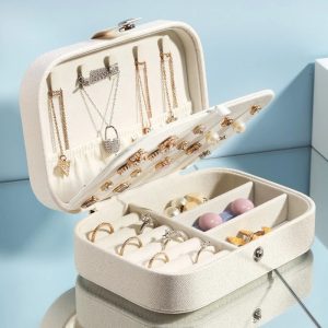 Double Layer Portable Jewellery Box, women accessories, cute jewelry box, jewellery box with compartments