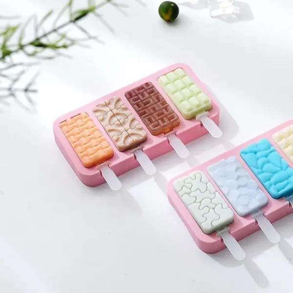 Ice Cream Mold - Kulfi Maker Popsicle Mold - Silicone Popsicle Mold with Cover - Frozen Mold with Popsicle Sticks & lid - Silicone Ice Cream Mold