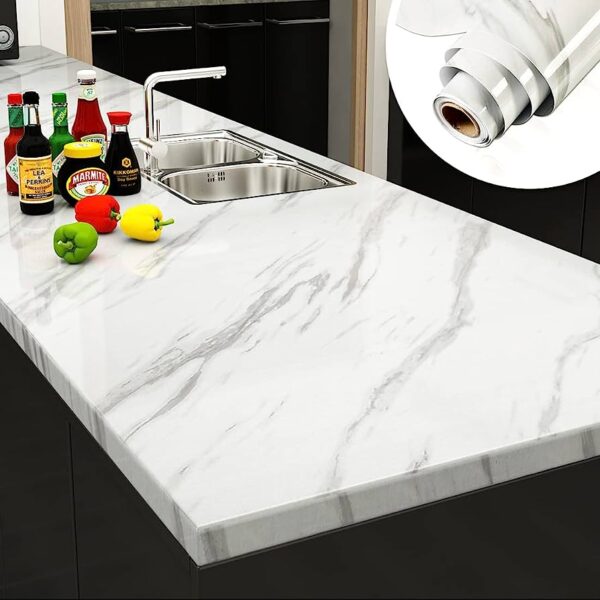 Marble Sheet Black And White Self Adhesive Wallpaper for Room Heat and Oil Resistant kitchen sheet