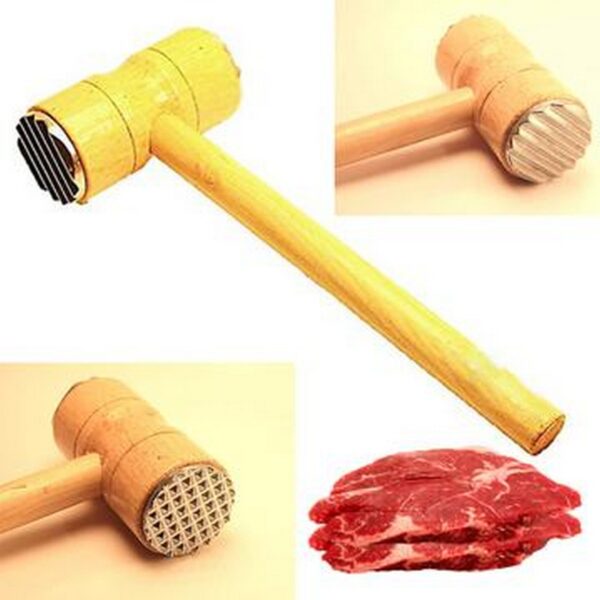 Double Sided Wooden Meat Tenderizers Meat Tenderizer Mallet Hammer Kitchen Hammer Meat Hammer wood meat hammer