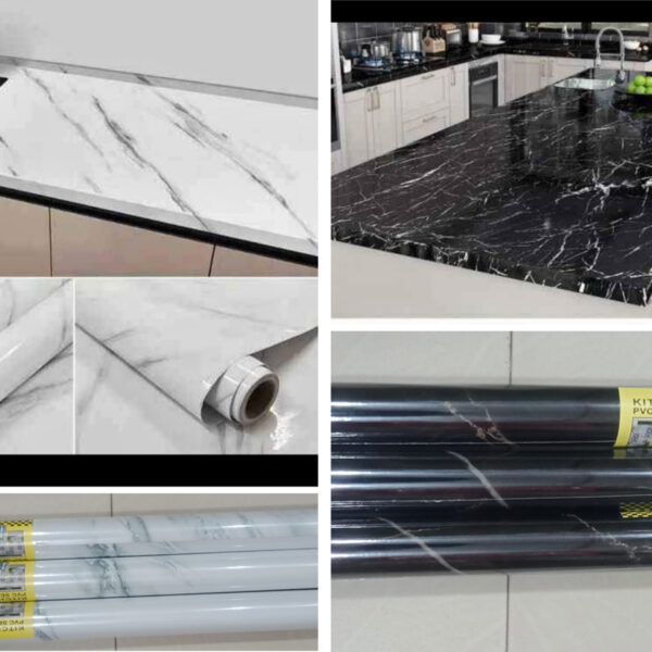 Marble Sheet Black And White Self Adhesive Wallpaper for Room Heat and Oil Resistant kitchen sheet