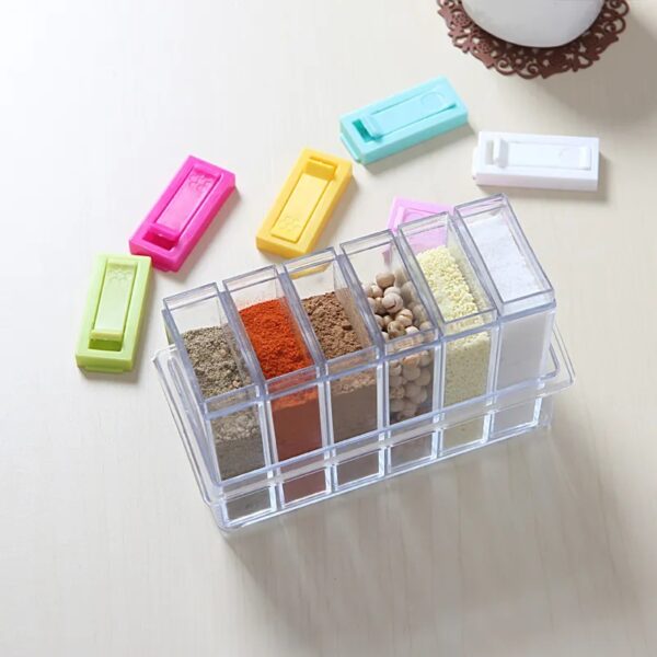 Spice Jars Dispenser Masala Storage Box Masala Rack Easy Flow Storage Crystal Seasoning Box Masala Box Spices Case Kitchen Dining Storage Containers