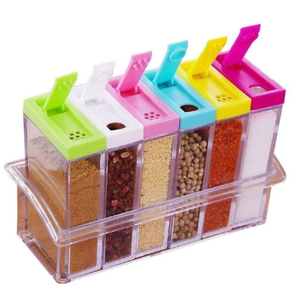 Spice Jars Dispenser Masala Storage Box Masala Rack Easy Flow Storage Crystal Seasoning Box Masala Box Spices Case Kitchen Dining Storage Containers