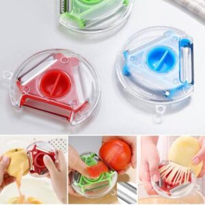 3 in 1 Round Peeler, Peeler And Cutter Vegetable Slicer, Kitchen Tools, Multifunctional Peel Blade Cutter, Veggie With Good Grips Cutter, Potato Peeling Knife And Fruit Peeler, Vegetable Cutter, Vegetable