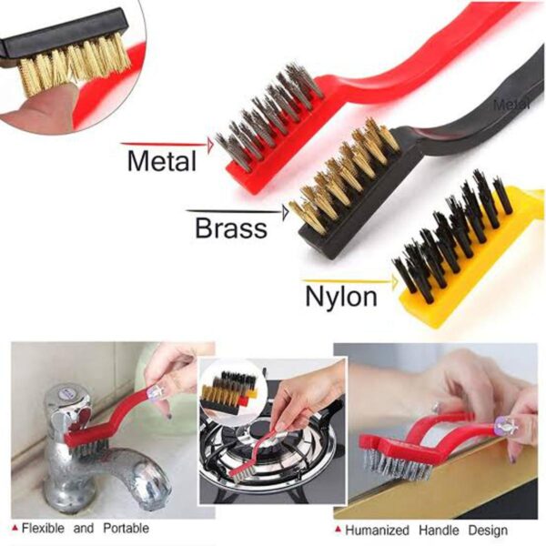 3Pc Wire Brush Cleaning Tool, Stainless Steel - Cleaning Metal, Clean Copper Wire, Gas Stove Cooker Wire , Fiber Brush Kitchen Cleaning Tool, Stainless Steel Bristles, Mini Wire Brush Cleaning Tool,