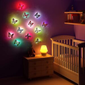 Butterfly LED Night Light, Beautiful Wall Night Lights , Kids Room LED Lights, Wall Sticker Lights, Butterflies Night Light, Lovely Butterfly LED Night Light, Color Changing Light Lamp, Home Decorative Wall Nightlights,