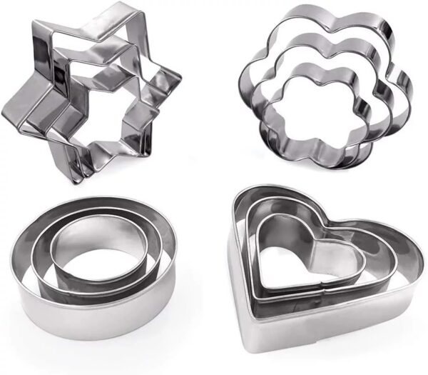 Stainless Steel Cookie Cutters Set, Metal Molds Shape, Cutters for Kitchen, Heart Star Circle Flower Shaped Mold, Decorating Mold, Baking Tools