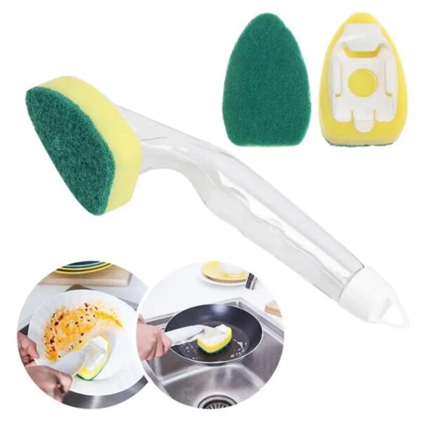 Easy Clean Dish Wand (with 1 sponge), Easy Clean Dish Wand, Heavy Duty Dish Wand, Dish Sponge With Handle, Scrub Sponge For Kitchen, Replaceable Cleaning Brush,