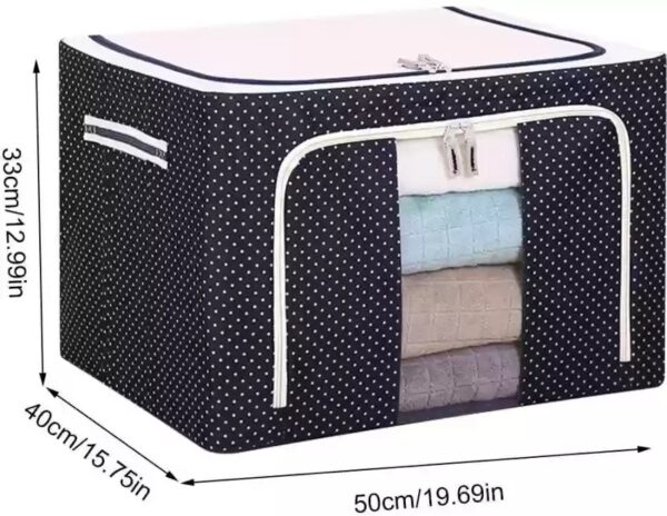 Folding Storage Box, Foldable Clothes Storage Bags, Organizer Container 66L, Collapsible Metal Frame Basket, Carry Handles & Sturdy Zipper for Clothes, Storage Box For Clothes,