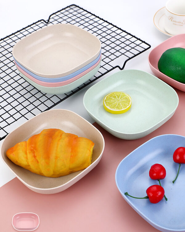 Set Of 10 Plastic Plates With Stand, Multi-function Spit Bone Dish, Dining Table Plates, Fruit Snack Dish Plate, Reusable Food Serving Dishes With Rack, Tableware Serving Table Plates, Square Household Dish, Tableware Serving Tray for Kitchen Tools, kitchen tools