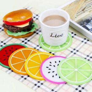 Silicon Coaster Hot Cup, Glass Holder and Cover, FRUIT DRINK COFFEE MIKE COASTER, Hot Drink Holder, Jelly Colour Fruit Shape Coasters, Insulation Silicone Gel Cup Mat Pad, Fruit Shape Cup Coaster, Silicone tea Cup Pad, Home Kitchen Accessories