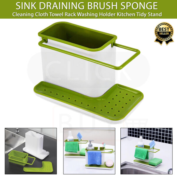 Sink Soap And Sponge Organizer, Self-draining sink caddy, Kitchen Sink Organizer, Sink Draining Holder Towel Rack, organizer, Organizer Brush Sponge