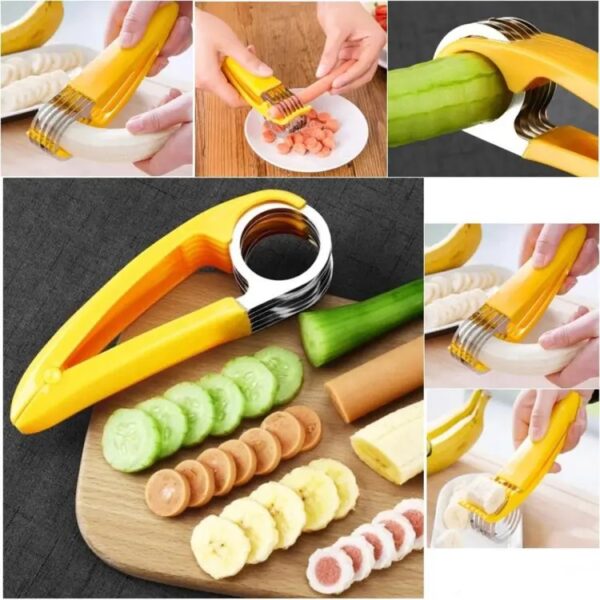 Stainless Steel Banana Cutter, Fruit Vegetable Slicer Cutter, Banana Slicer, Cucumber Sausage Cutter, Cucumber Knife, Vegetable Peeler Salad Slice,
