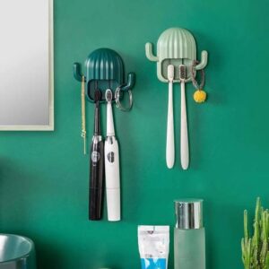 Creative Toothbrush Holder, Wall-mounted Toothbrush Holder, Cactus Free Punching Hook, Creative Drain Shelf Toothbrush Organizer, Bathroom Storage Accessories, Multifunctional hanging toothbrush