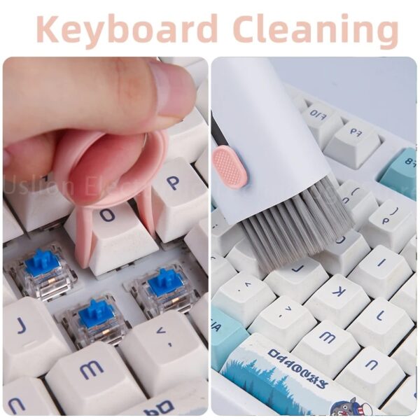 7 In1 Cleaning Brush Set, Multifunctional Phone Keyboard Cleaning Kit, Computer Dust Cleaning, Cleaning Brush Air-pods, Laptop Cleaner, Tablet and Screen Dust Brush, Key Puller and Spray Bottle, 7 in 1 Keyboard Cleaner Set,