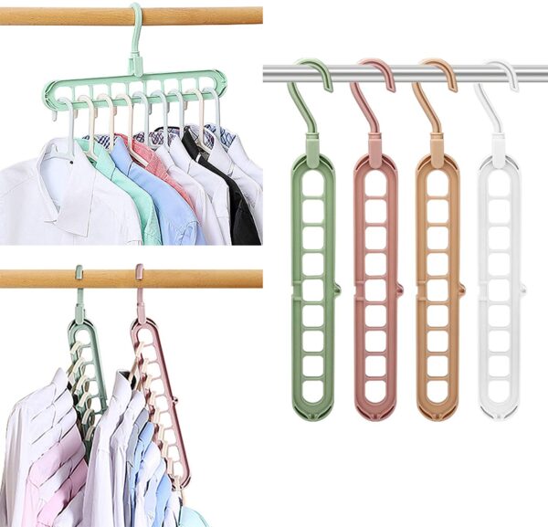 9-Holes Rotating Hangers, Hangers Organizer, Organizer, Multipurpose hanger scarf storage rack, Smart Cloth Organizing, Clothes Hangers, Travel Drying Rack,