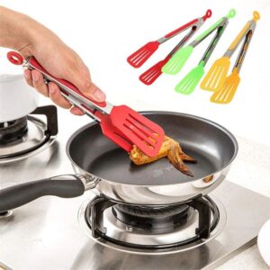 Silicon Non Stick Food Tong, Silicone Food Meat Salad Clamp, BBQ Bread Serving Cooking Clip, Foldable Barbecue Baking Tongs, Nylon Shank Dessert Tweezer Cooking Clamp, Heat-Resistant Bread Steak Serving Clips, Grilling Tool,