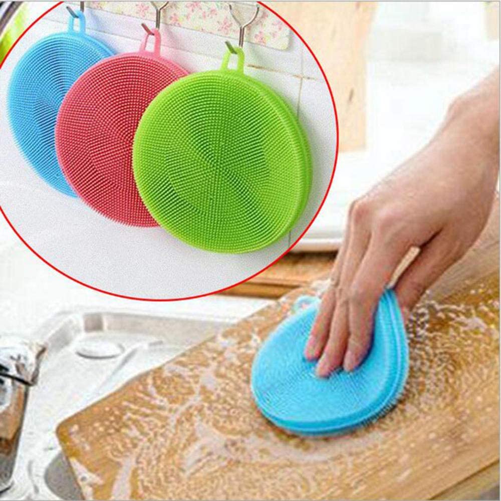 Magic Silicone Dish Sponge, Reusable Cleaning Scrubber for Dish Washing in  Kitchen, Dishwasher Safe Heat Resistant Dry Fast