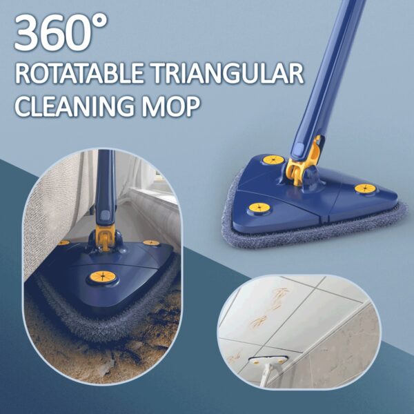 Triangle 360° Rotatable Cleaning Mop, Adjustable Cleaning Mop, Wet And Dry Mop, Ceiling/Wall, Rotatable Squeeze Mop, Multipurpose Cleaning Brush, Floor Window Cleaning Squeegee Mop, Mop Cleaner for Kitchen Toilet, Automatic Wringer Mop, Adjustable Telescopic Mop,