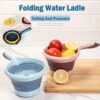 Folding Water Ladle - Collapsible Kitchen Water Scoop Dipper - Plastic Bath Spoon Ladle - Bathroom Hair Washing Water Scoop Cup - Shampoo Rinse Cup