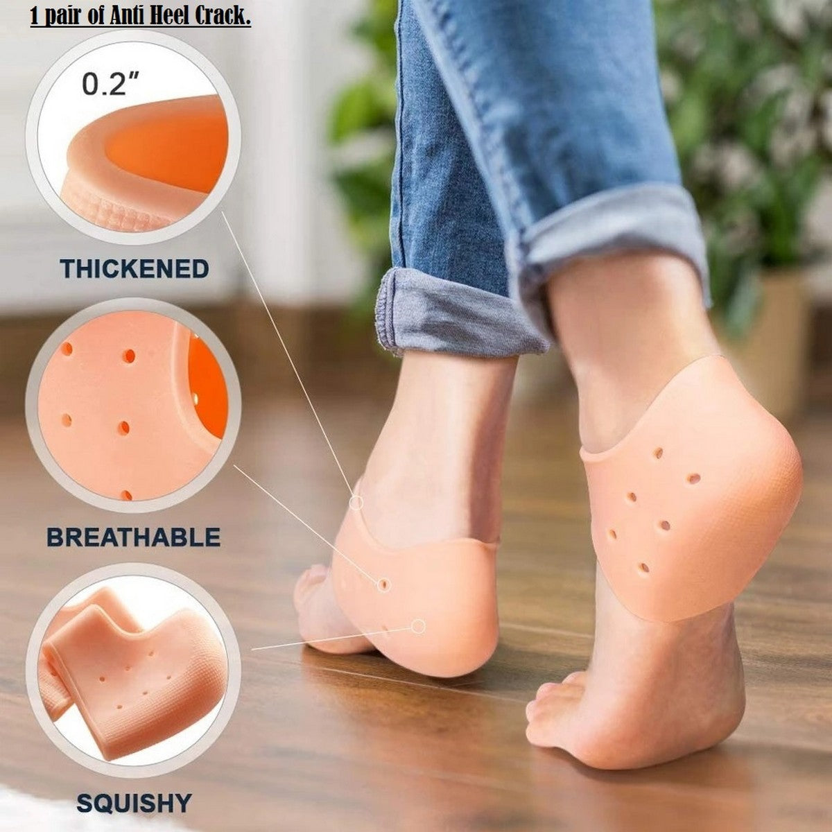 Silicone Heel Pad - Silicone Heel Protector - Anti Crack Cushion Pads - Silicone Gel Heel Protectors - Pain Relief Heel Guards