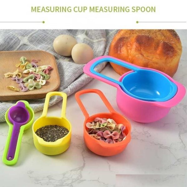 Multicolor Measuring Cups, Cup Spoon, Rainbow Measuring Cups, Spoons Set Colorful, Spoons 2 in 1,