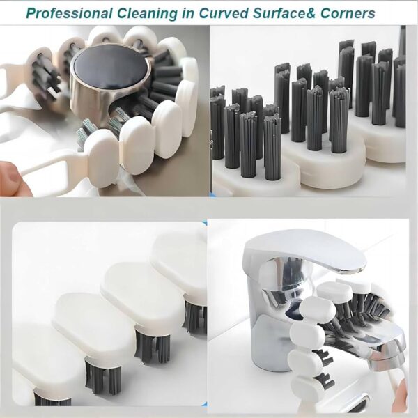 Curved Cleaning Brush - Multifunctional 360 Flexible Brush - Grip Gentle Bristle Effective Crevice Brush - Hard-Bristled Crevice Cleaning Brush