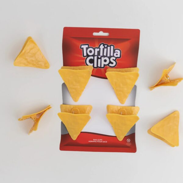 Tortilla Food Bag Chip Clip 4Pcs, Food Bag Chip Clip, Food Storage Bag Clip, Document Sealing Clamp, Cute Chip Clips, Triangle Chip Clips for Office,