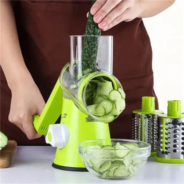 Manual Tabletop Drum Grater - 3 in 1 Grater - Rotary Shredder Slicer Grinder - Stainless Steel Blades Use Easy Detachable Shredder