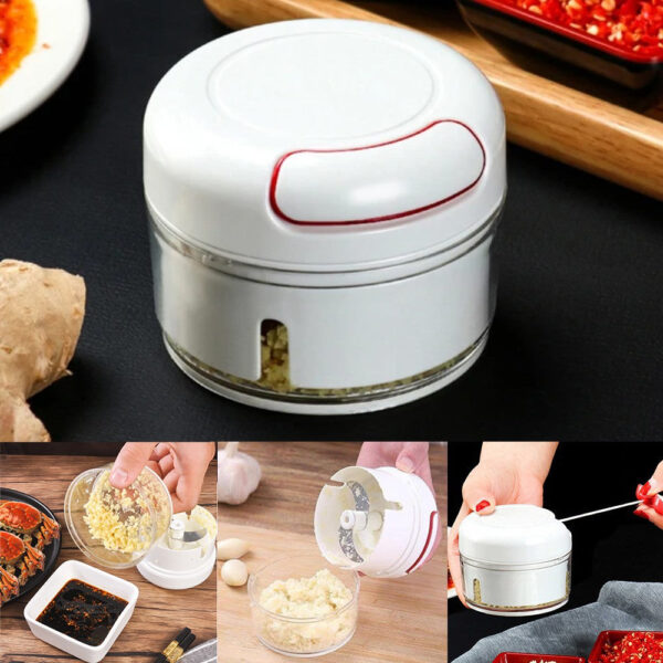 Mini Food Chopper - Ginger Garlic Chopper - Manual Mini Food Chopper - Multifunctional Manual Vegetable Chopper - 2 Blade Chopper