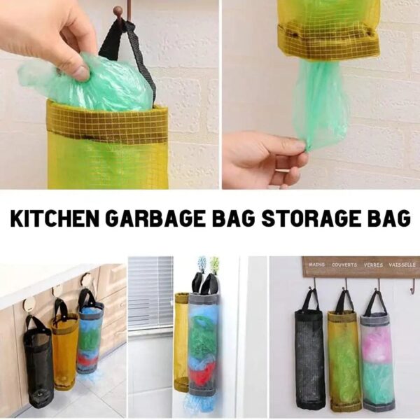 Mesh Plastic Bag Holder - Mesh Shopping Bag Holder - Hanging Shopper Holder -Garbage Bag Organizer - Grocery Bag Organizer - Plastic Bag Dispenser