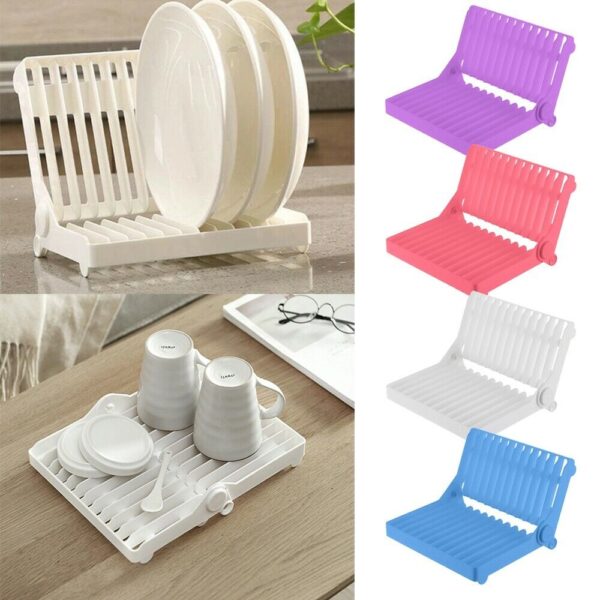 Mini Folding Dish Rack - Small Kitchen Foldable Dish Plate Drying Rack - Plastic Foldable Dish Drying Rack - 1pc Collapsible Dish Rack