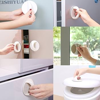 Sticky Drawer Handle (2pcs) - Self Adhesive Round Handle - Plastic Suction Cup Handles - Kitchen Cabinet Handle - Online Shopping In Pakistan