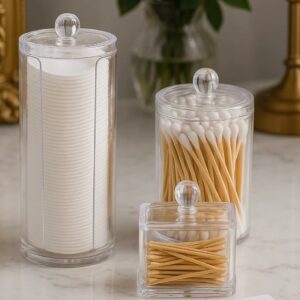 3-piece acrylic storage jar, organizer jars 3pcs set, transparent storage organizer