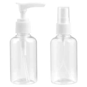 clear plastic travel size spray and pump bottle, transparent empty refill bottles for toiletries, Transparent Refill Spray and Pump Bottle
